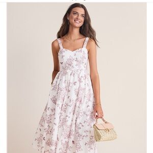 Francesca’s white and burgundy dress